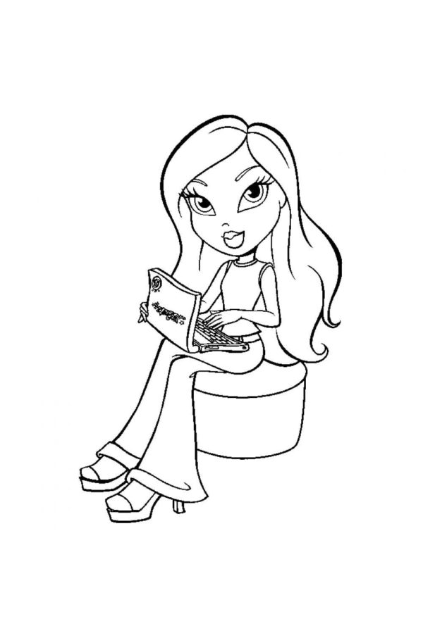 Vapaa-ajallaan Chloe istuu mielellään kannettavan tietokoneensa ääressä. Värityskuva