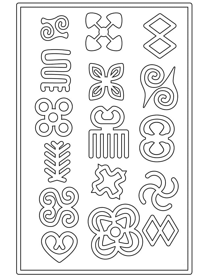 Adinkra symbolit väritys sivu Värityskuva