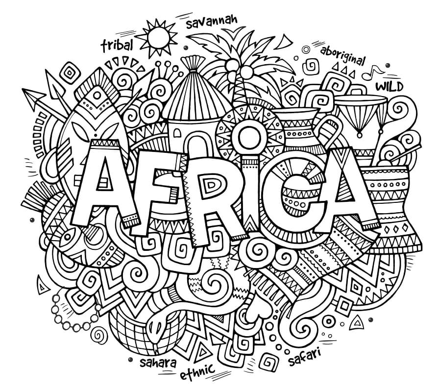 Afrikka tulostettava värityssivu Värityskuva