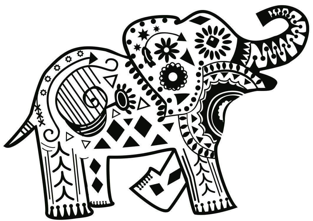 Afrikkalainen Zen-elefantti värityssivu Värityskuva