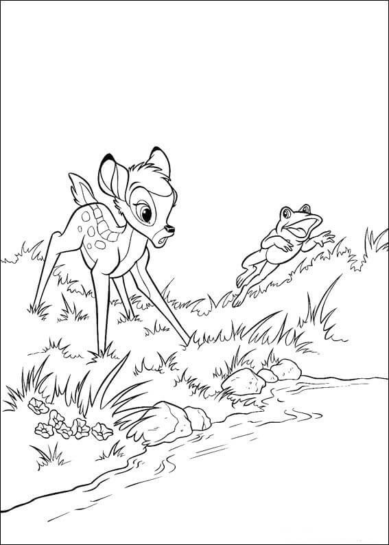 Bambi ja sammakko Värityskuva