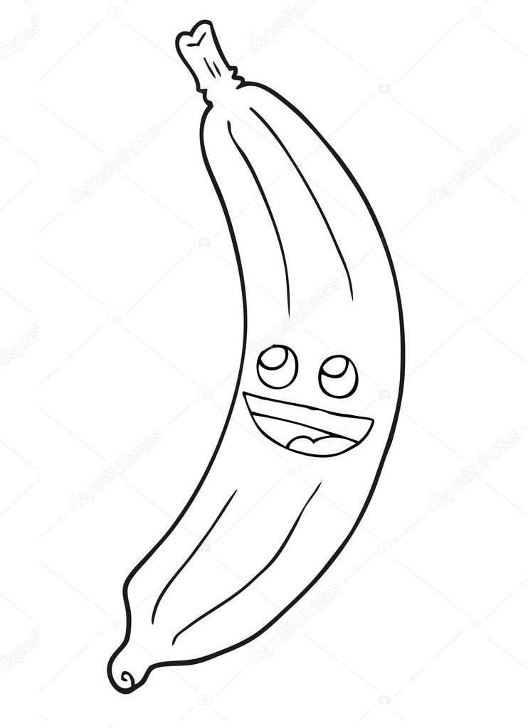 Banaani kasvojen värityssivu 2 Värityskuva