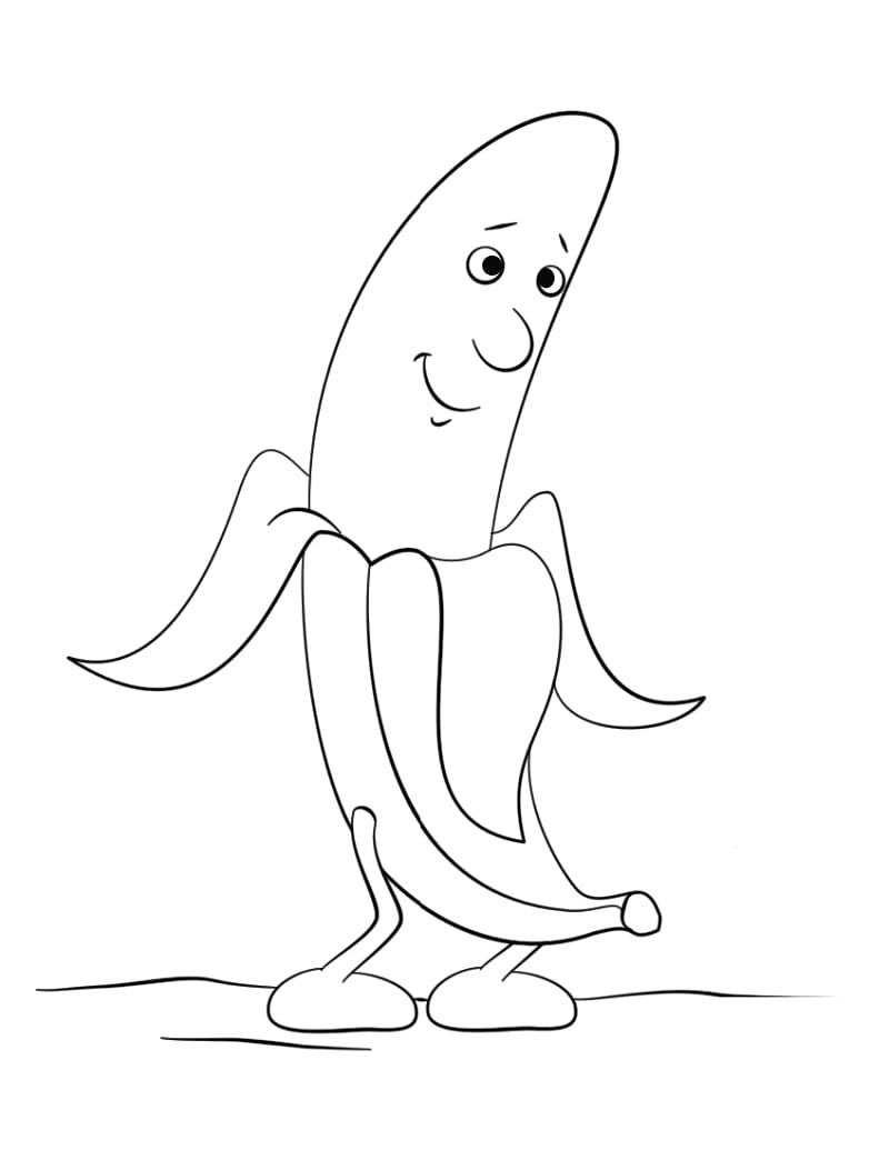Banaanihahmon sarjakuvan värityssivu Värityskuva