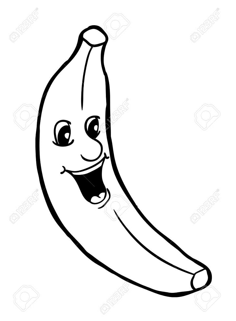 Hymyilevän banaanin värityssivu 1 Värityskuva