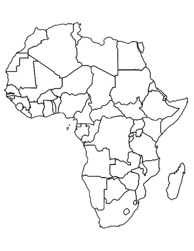 Ilmainen tulostettava värityskartta Afrikasta Värityskuva