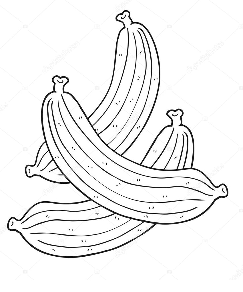 Neljän banaanin väritys 1 Värityskuva