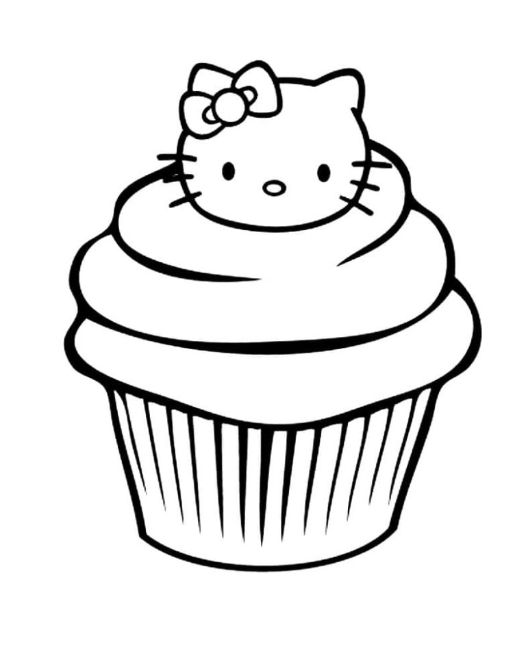 Kitty cupcake Värityskuva