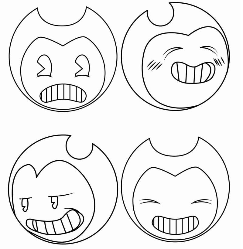 Bendy Faces väritys sivu Värityskuva