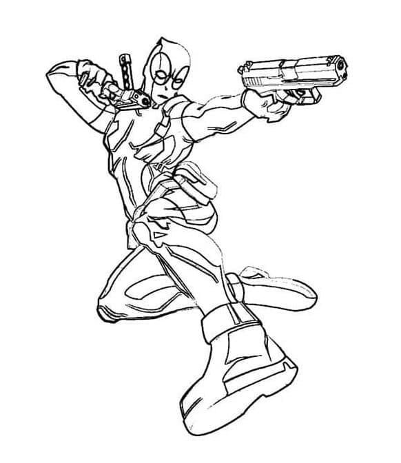 Deadpool Ja Hänen Aseensa Värityskuva