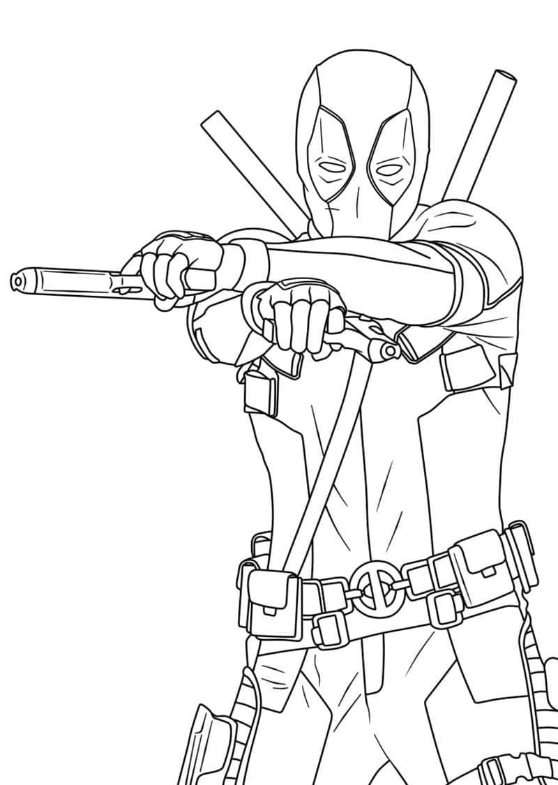 Deadpool Aseiden Kanssa Värityskuva