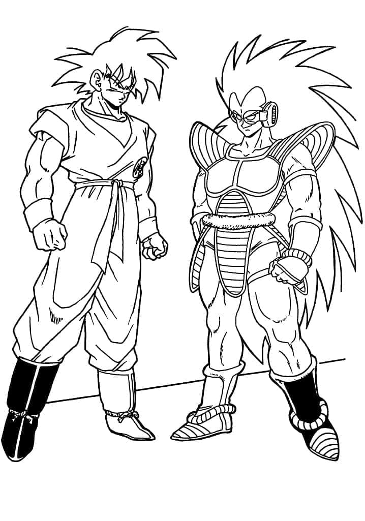 Goku Ja Raditz Värityskuva