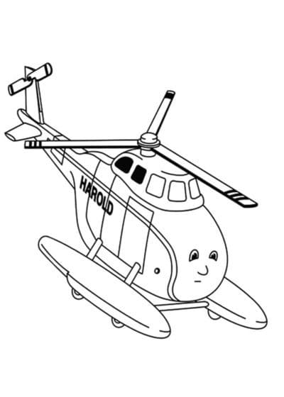 Harald Sarjakuva Helikopteri Thomas Ilta. Värityskuva