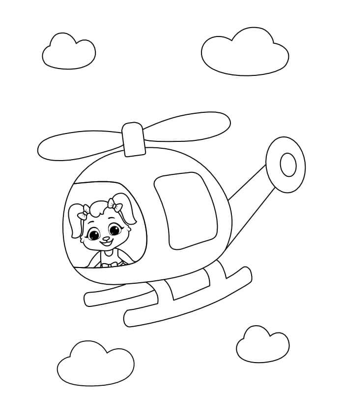 Koira Helikopterissa Värityskuva