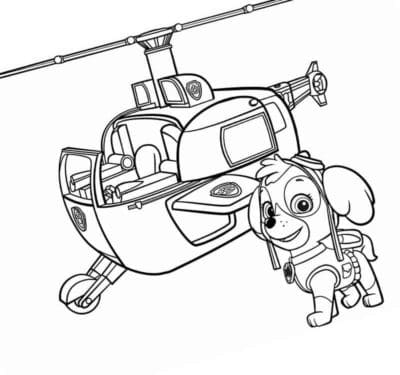 Paw Patrol -Helikopteri Skye Värityskuva