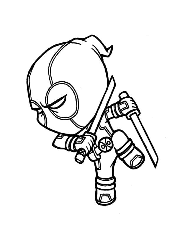 Tulostettava Chibi Deadpool Värityskuva