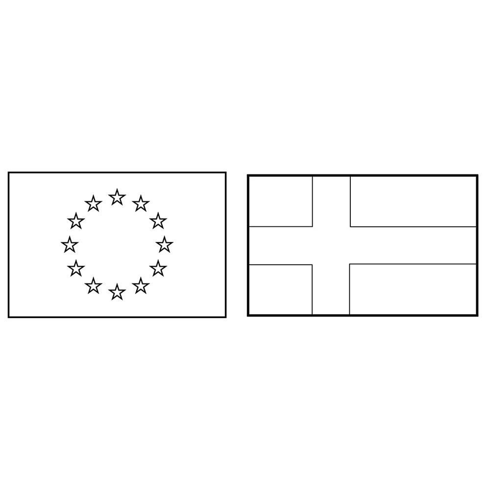Suomen lippu ja EU-lippu Värityskuva