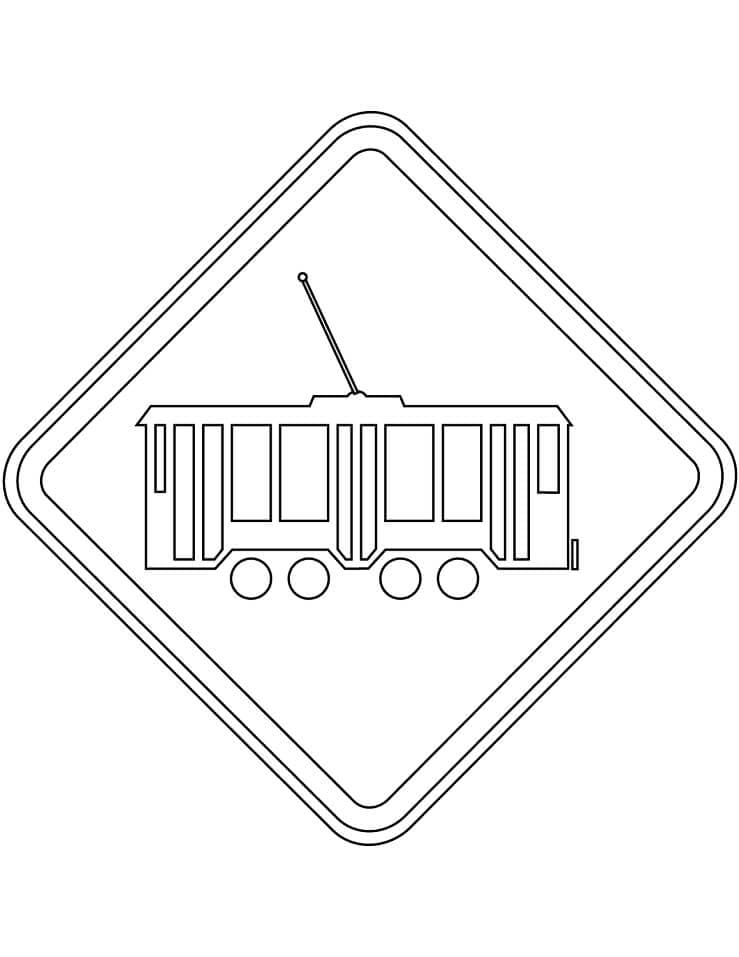 Liikennemerkit raitiovaunulla Värityskuva