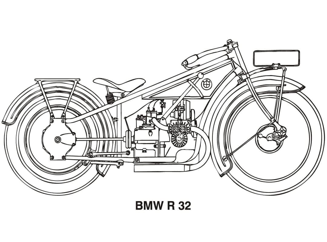 BMW R32 moottoripyörä Värityskuva