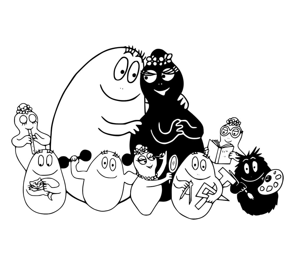 Barbapapan perhe on onnellinen Värityskuva