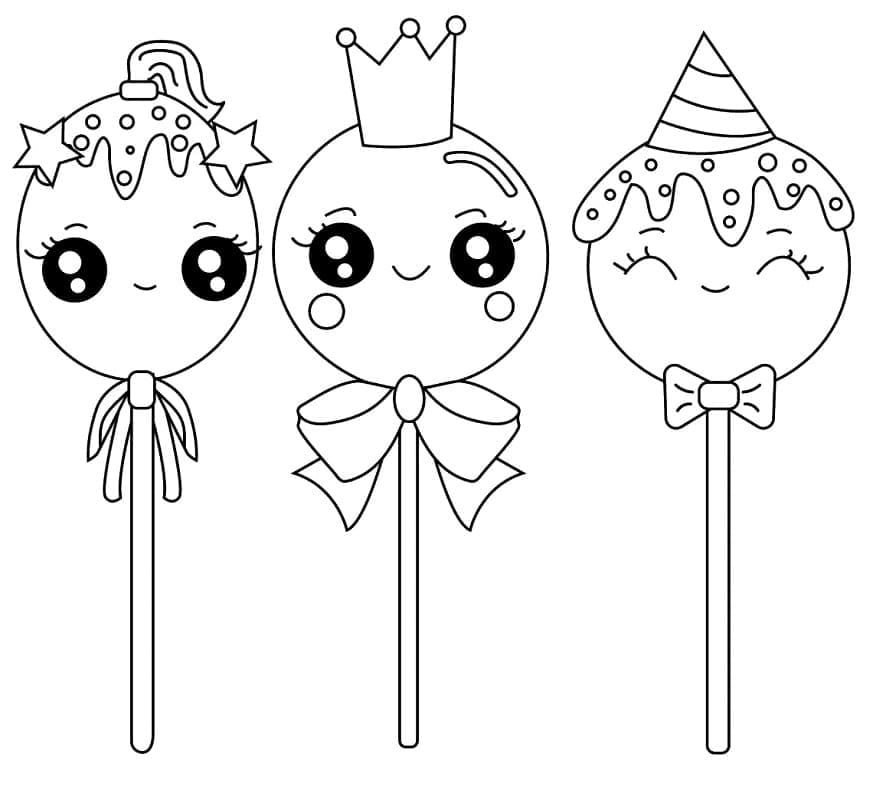 Kawaii Lollipops Värityskuva