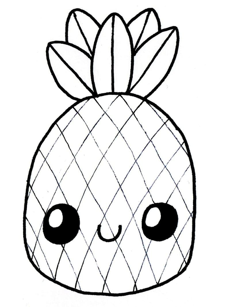 Kawaii ananas Värityskuva