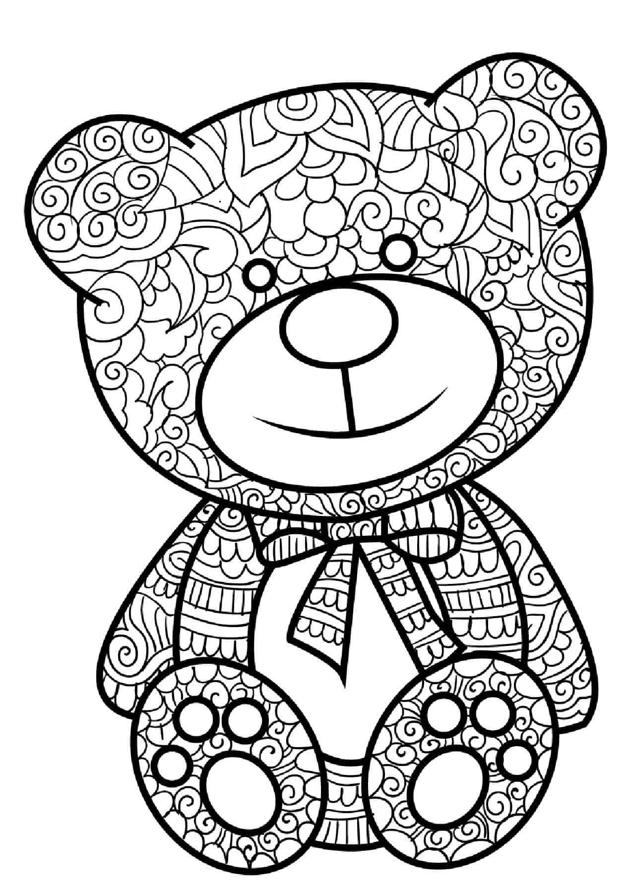 Zentangle Nalle Värityskuva