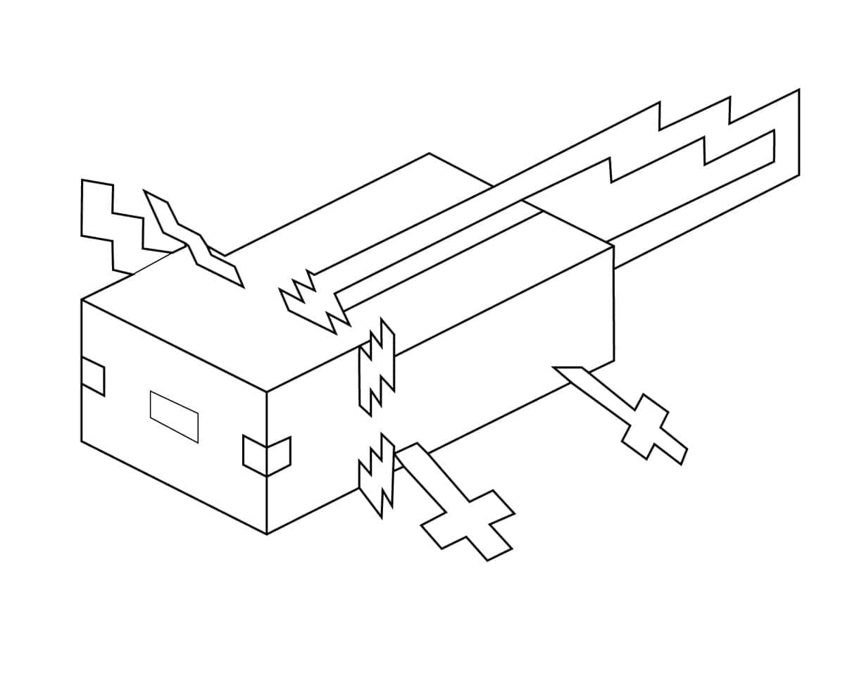 Axolotl Minecraftista Värityskuva