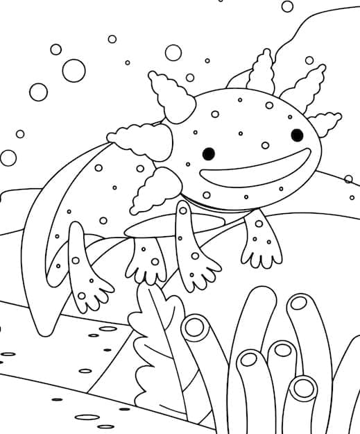 Axolotl tulostaa Värityskuva