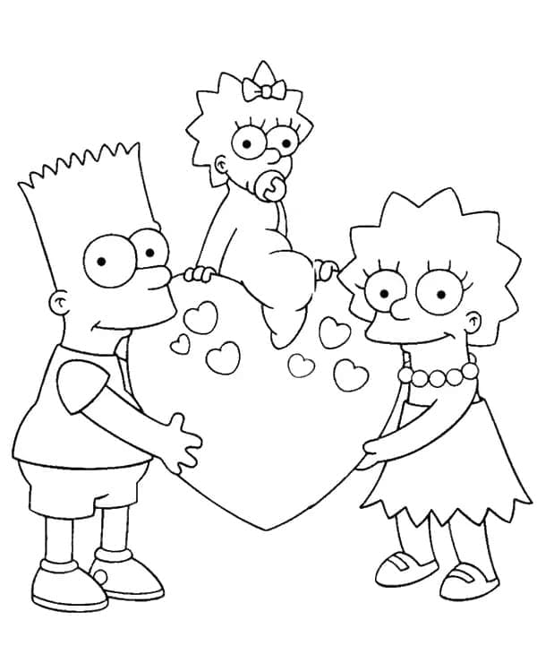 Bart, Maggie ja Lisa Simpson Värityskuva