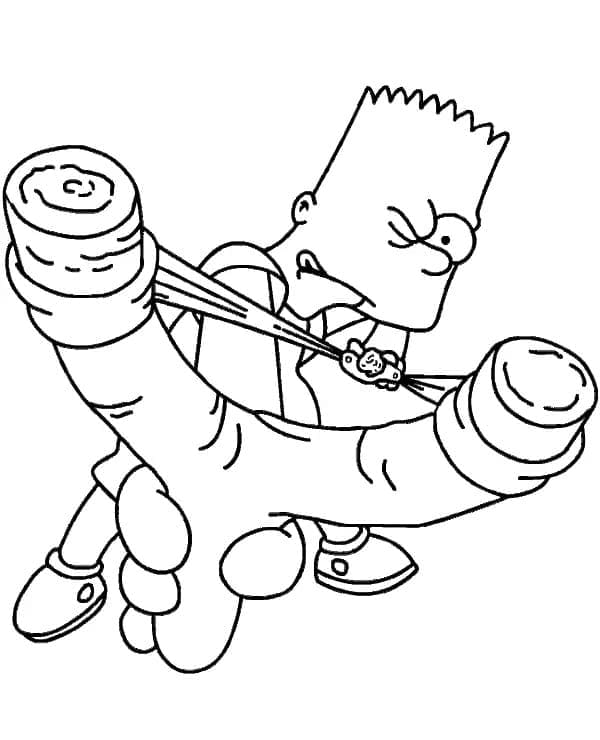 Bart Simpson ja Slingshot Värityskuva