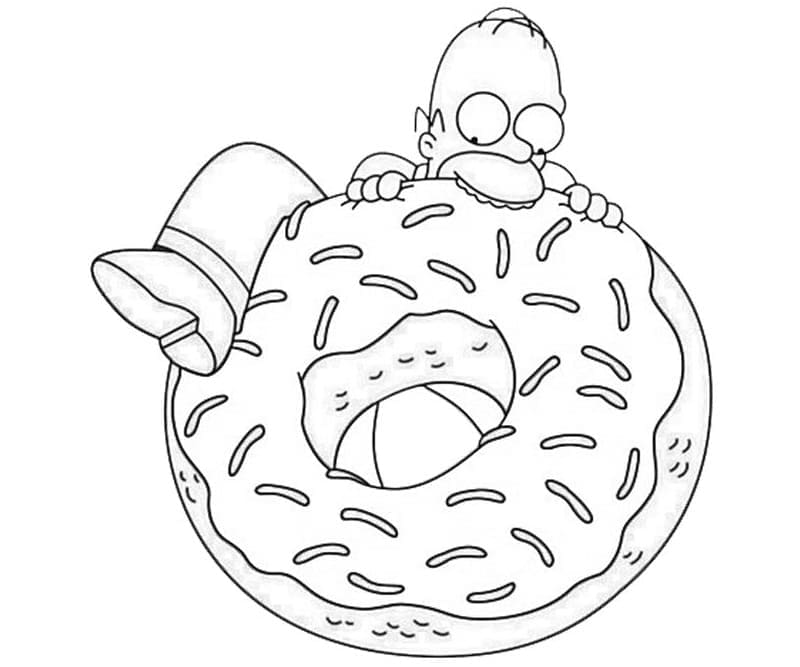 Homer Simpson ja jättiläinen Donut Värityskuva