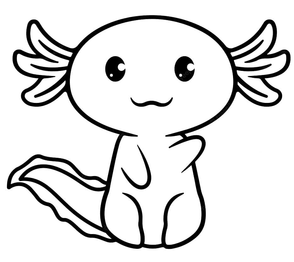 Kawaii Axolotl Värityskuva