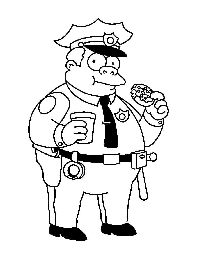 Päällikkö Wiggum Simpsoneista Värityskuva