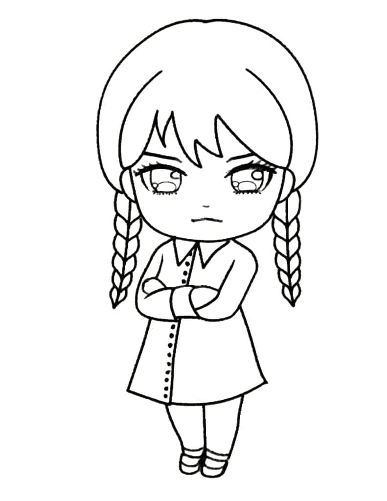 Chibi Wednesday Addams Värityskuva