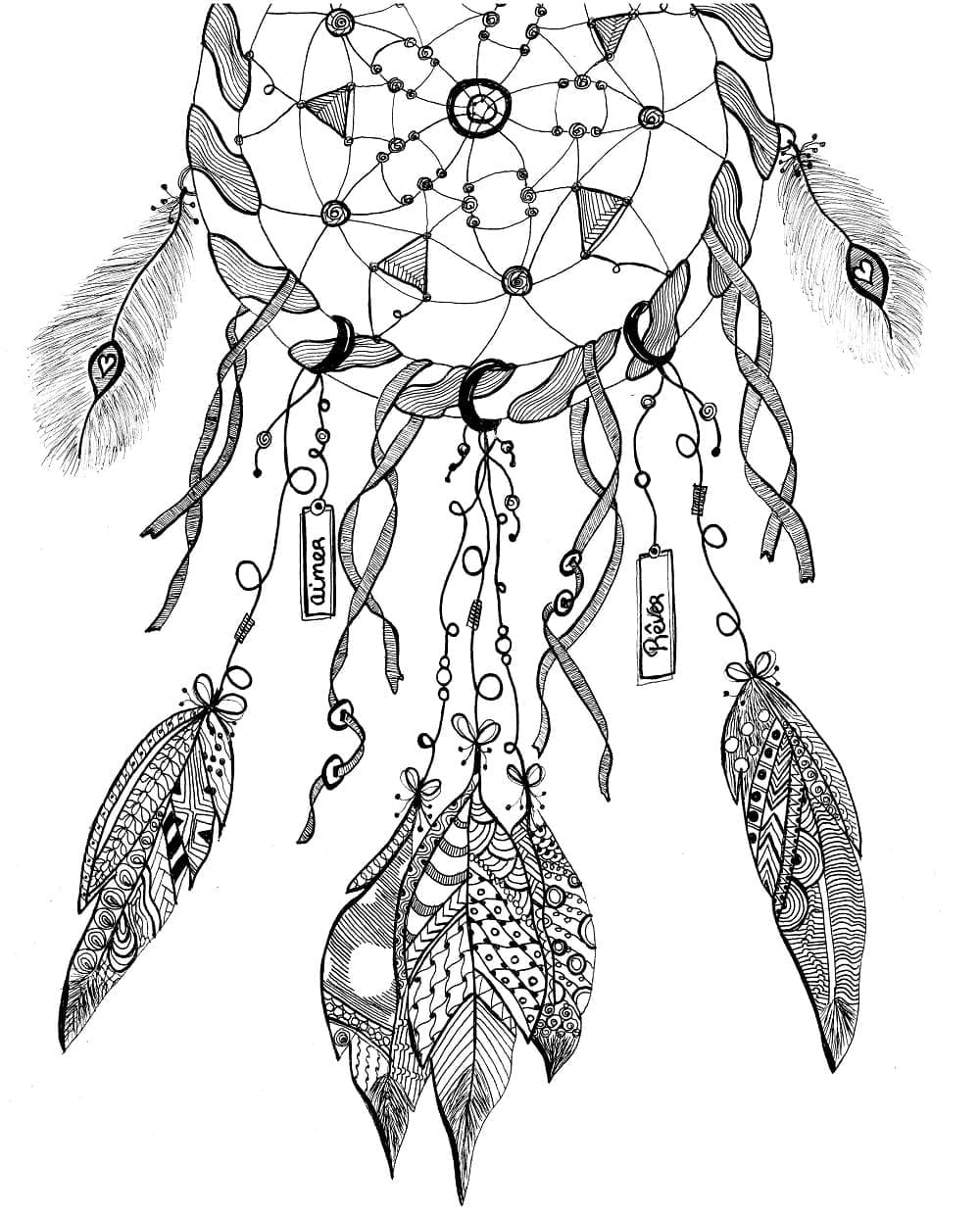 Dreamcatcher Zentangle Värityskuva