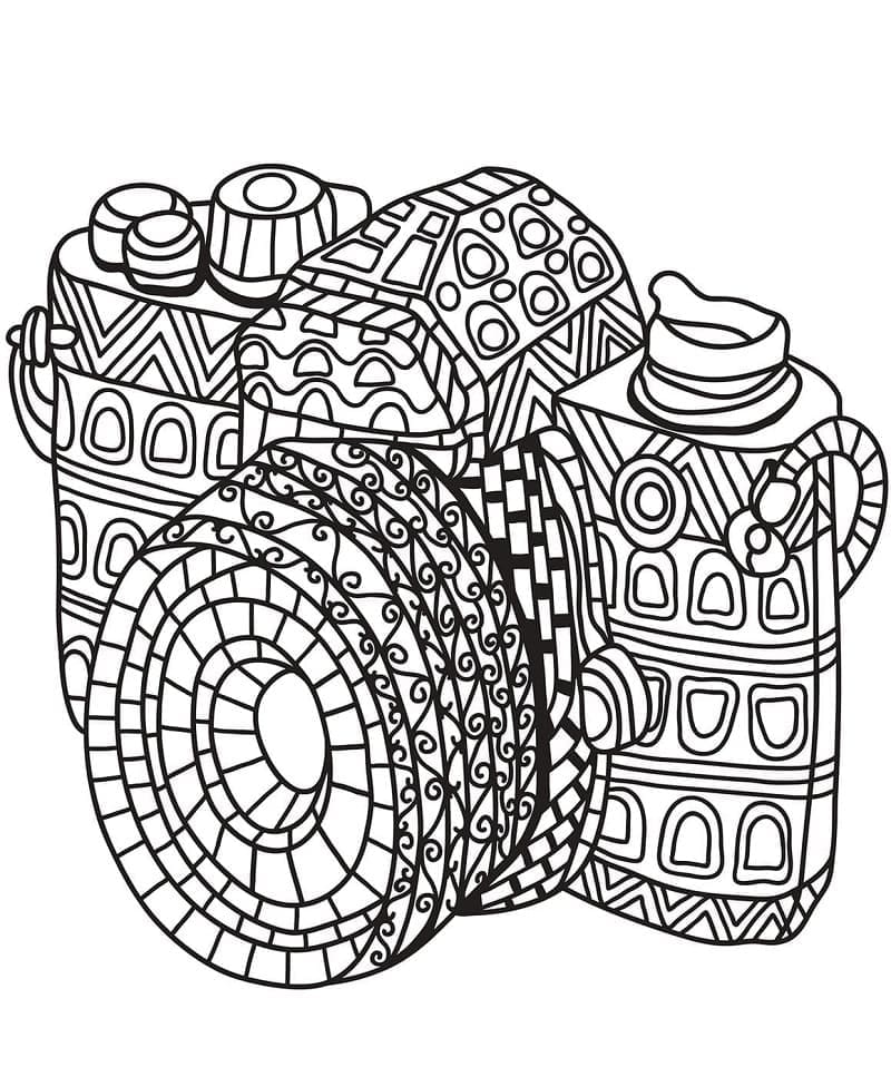 Kamera Zentangle Värityskuva