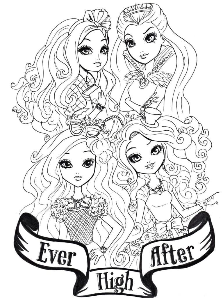 Kauniita tyttöjä Ever After High Värityskuva