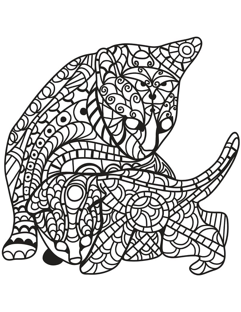 Kissat Zentangle Värityskuva