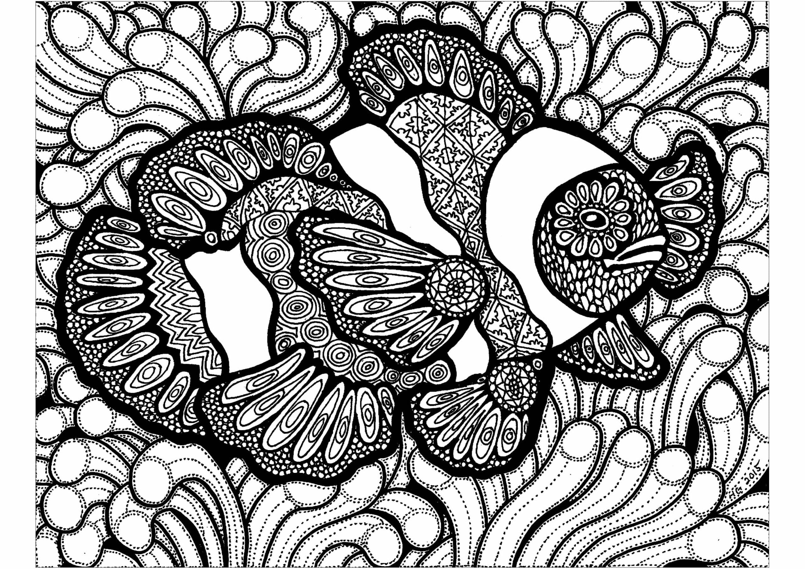 Klovnikala Zentangle Värityskuva