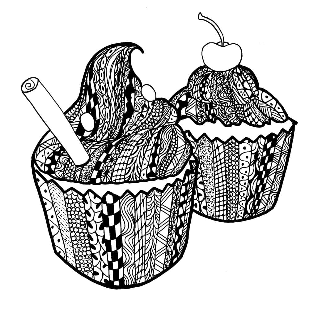 Kuppikakut Zentangle Värityskuva