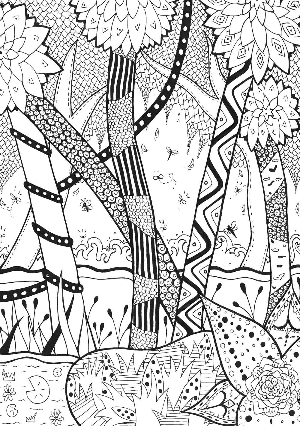 Metsä Zentangle Värityskuva