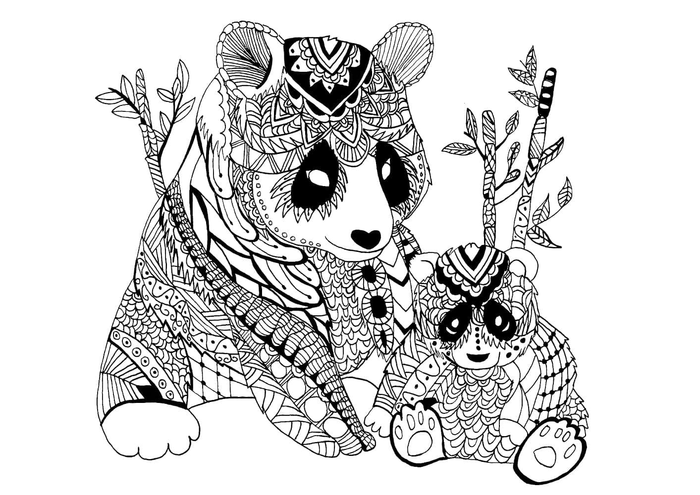 Panda Zentangle Värityskuva