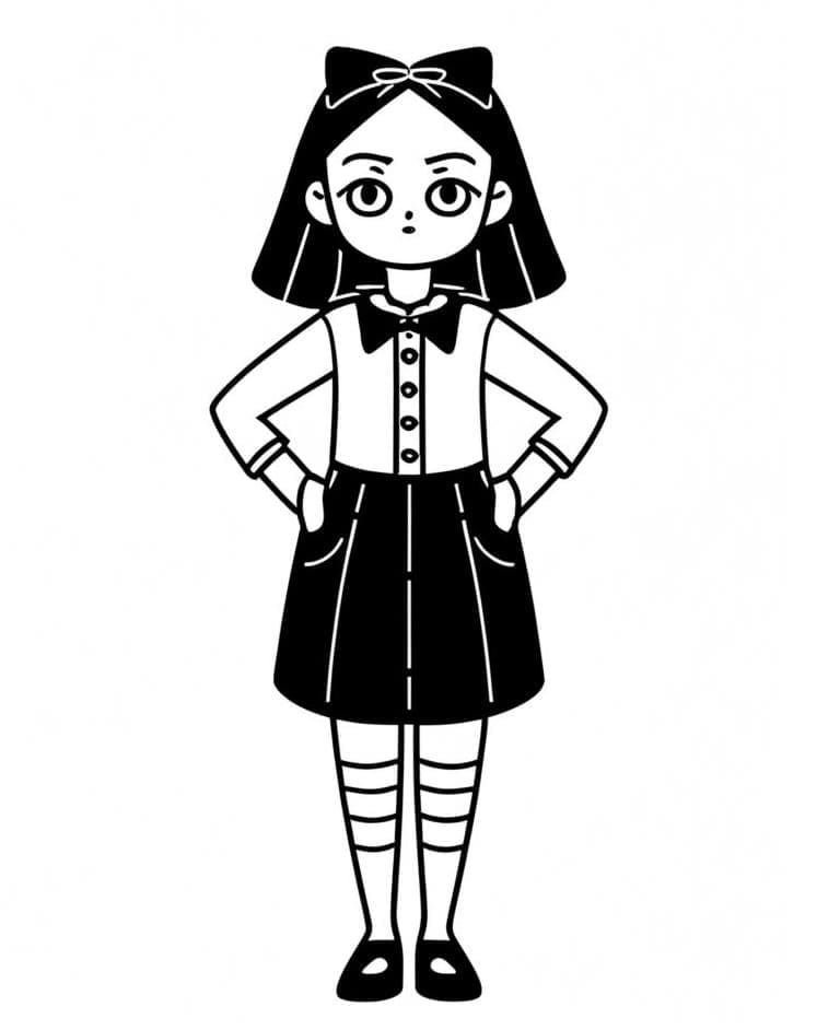 Pikku Wednesday Addams Värityskuva