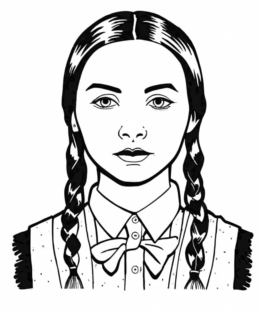 Wednesday Addams muotokuva Värityskuva