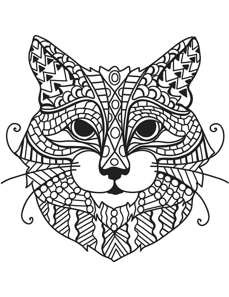 Zentangle kissa Värityskuva