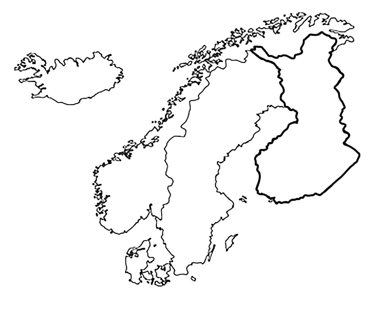 Suomen ja Skandinavian kartta Värityskuva - Lataa, tulosta tai väritä ...