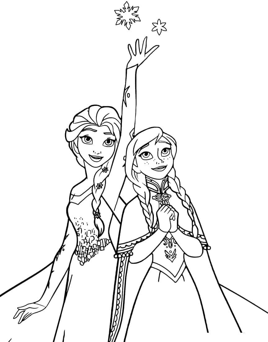 Elsa ja Anna coloring page