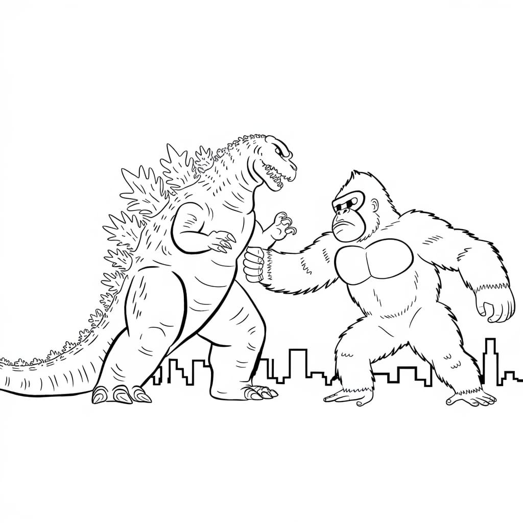 Godzilla ja King Kong coloring page