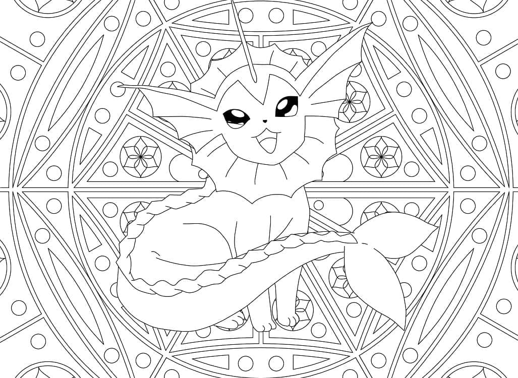 Mandala Pokemon Vaporeon Värityskuva