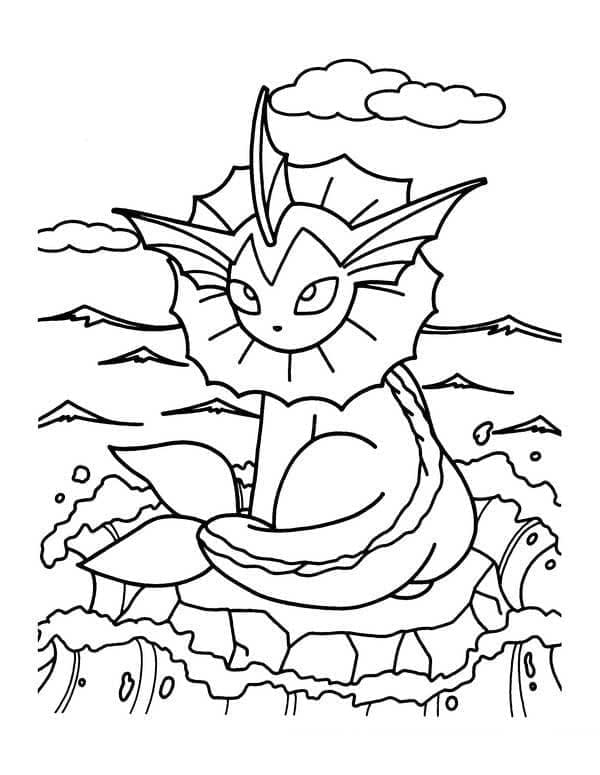 Pokemon Vaporeon ilmainen lapsille Värityskuva